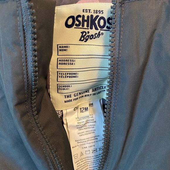 OshKosh size 12 month grey and pink two piece snow set - Picture 8 of 9